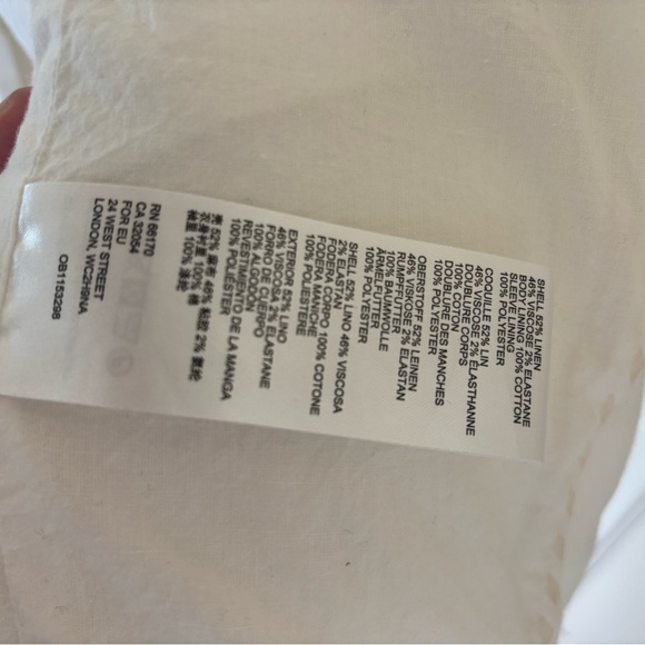 Anthropologie White Collared Linen Elvire Blazer Jacket - Picture 11 of 12